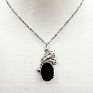 Vintage Sorrento sterling silver 925 Filigree Black Stone Chain Boho Mid Century
